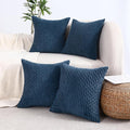 VAKADO Dark Blue Decorative Throw Pillow Covers 20x20 Set of 4 Couch Corduroy Neutral Home Living Room Farmhouse Rustic Cushion Case Decor Boho Square for Bed Sofa