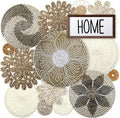 Xuhal 15 Pcs Boho Wall Basket Decor Handcrafted Seagrass Woven Wall Basket Rustic Round Woven Hanging Art for Home Farmhouse Kitchen Table Living Room(Elegant Style)