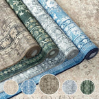 Lessymo 6x9 Area Rugs for Living Room, Machine Washable Non Slip Rug, Soft Low Pile Carpet for Bedroom Dining Home Office, Vintage Brown Distressed Floral Floor Mat