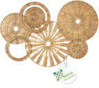 Xavia Handicrafts Set of 7 Boho Wicker Rattan Plate Basket For Décor Hanging Wall | Large Woven Farmhouse Rustic Bohemian Art Baket Hangings For Decorative Home, Bedroom, Living Room, Kitchen, Bathroom