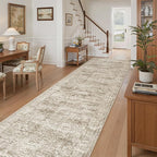 Runner Rug 3x10 Washable Non-Slip Hallway Runner Rugs for Kitchen Bathroom Laundry Room Brown Vintage Floor Carpet Runners for Hallways Entryway