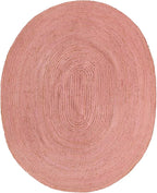 Unique Loom Braided Jute Collection Area Rug - Dhaka (7' 10" x 10' Oval, Light Pink)
