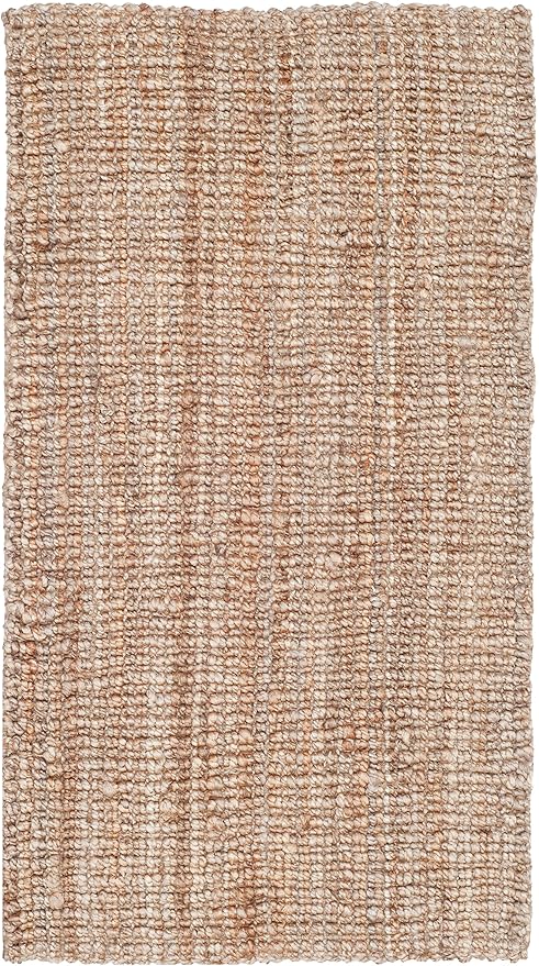 SAFAVIEH Natural Fiber Collection Area Rug - 2'6" x 4', Natural Brown, Handmade Jute, Farmhouse Style, Chunky Textured Thick Pile (NF447A)