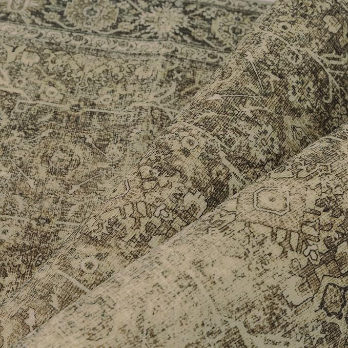 Light Brown 2x7 Vintage Area Rug Hallway Indoor Kitchen Washable Living Room Carpet Tribal Distressed Rug Retro Accent Throw Rug for Office Dining Room Bathroom