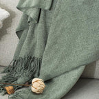 Chenille Throw Blanket for Couch with Tassels,50"X60" Soft Lightweight Knitted Boho Decorative Blankets for Bed and Sofa,Sage Green