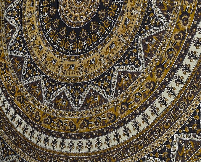 Popular Handicrafts Wall Hanging Tapestry For Bedroom Hippie Mandala Bohemian Psychedelic Hippy Intricate Floral Design Indian Tapestries Bedspread 84 x 90 Inches (215cm x 230cm) Brown