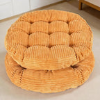 Large Floor Pillow for Adults, 22x22" Memory Foam Floor Cushion with Corduroy Cover, Round Floor Sitting Cushions for Meditation, Lounge,Seating for Yoga, Tatami Living Room (2, Round-Orange)