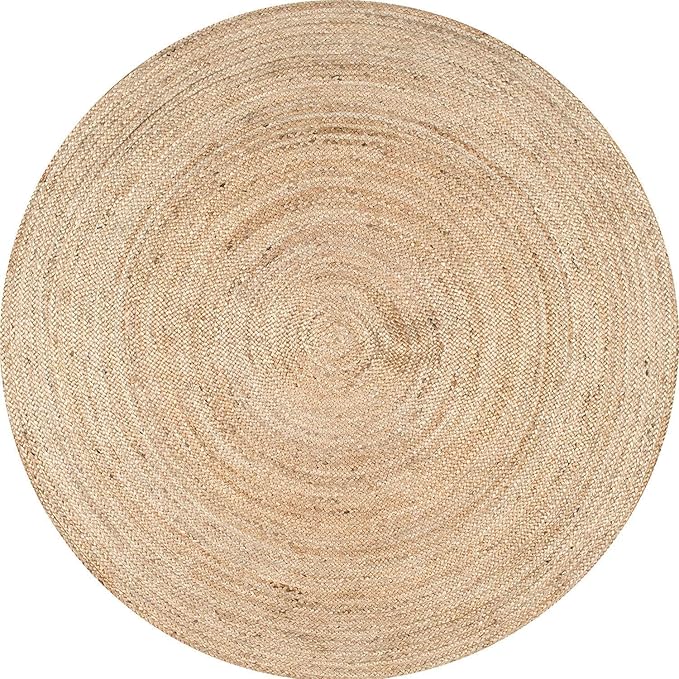 Jute Rug 3ft Round Area Rug Hand Woven Jute Beige Braided Boho Rug for Living Room Outdoor Bedroom Kitchen Entryway Farmhouse Hallway, Rustic Vintage Natural Reversible Floor Rugs: Natural