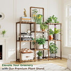 EnHomee Plant Stand, 8 Tiers Indoor Plant Stand for Multiple Plants Pot, Wood Plants Shelves for Living Room, Patio, Balcony, Yard, Garden, 34.3" W x 11.8" D x 47.2" H