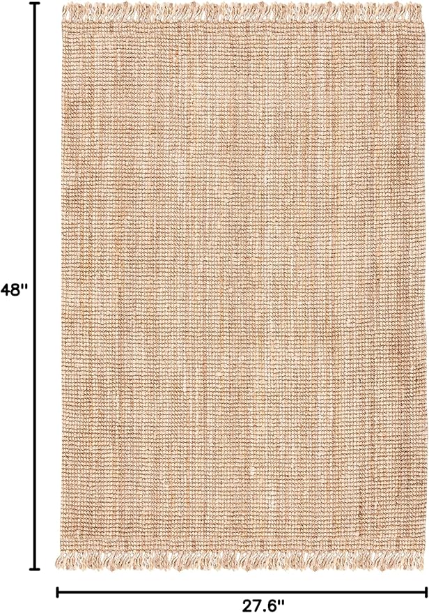 SAFAVIEH Natural Fiber Collection 2' 3" x 4' Natural NF809A Handmade Woven Fringe Jute Entryway Living Room Foyer Bedroom Accent Rug