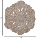 SAFAVIEH Area Rug 10' Round - Natural Fiber Collection - Large - Grey, Handmade Jute, Decorative Boho Floral Design (NF360C)