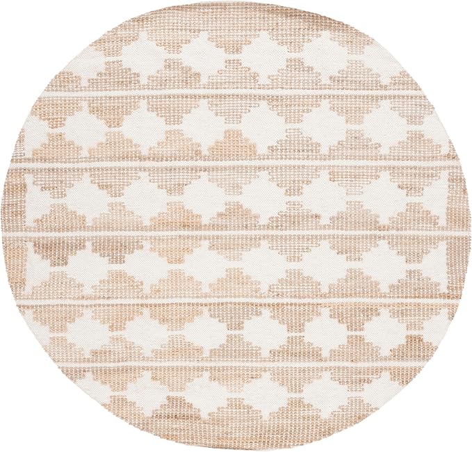 SAFAVIEH Natural Fiber Collection Area Rug - 6' Round, Ivory & Natural, Rustic Farmhouse Style, Handmade Jute & Wool, Ideal for The Living Room, Bedroom, Dining Room (NF511A-6R)
