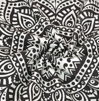 ANJANIYA Ombre Wall Hanging Bohemian Tapestry, Metallic Wall Art Bedspread, Psychedelic Hippie Mandala Dorm Décor for Hanging, Bedding, Beach Coverlet Curtain, Black Silver, 54"X60"