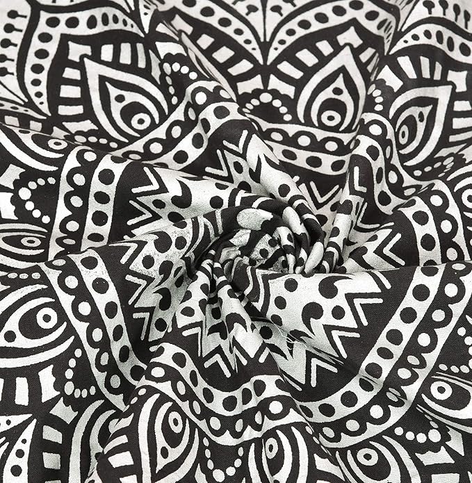 ANJANIYA Ombre Wall Hanging Bohemian Tapestry, Metallic Wall Art Bedspread, Psychedelic Hippie Mandala Dorm Décor for Hanging, Bedding, Beach Coverlet Curtain, Black Silver, 54"X60"