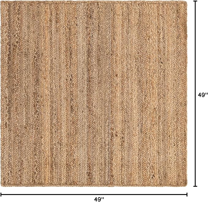 Unique Loom Braided Jute Collection Area Rug - Dhaka (4' 1" Square, Natural)