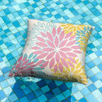 DFXSZ Pink Yellow Blue Flower Pillow Covers 20x20 Inch Set of 2 Outdoor Throw Pillows Outdoor Waterproof Decor for Living Room Sofa Patio Funiture Garden Floral Polyester Pillow Covers 012A20
