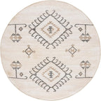 SAFAVIEH Kilim Collection Area Rug - 9' Round, Ivory & Black, Handmade Flatweave Boho Tribal Jute, Ideal for Living Room, Bedroom, Dining Room (KLM762A-9R)