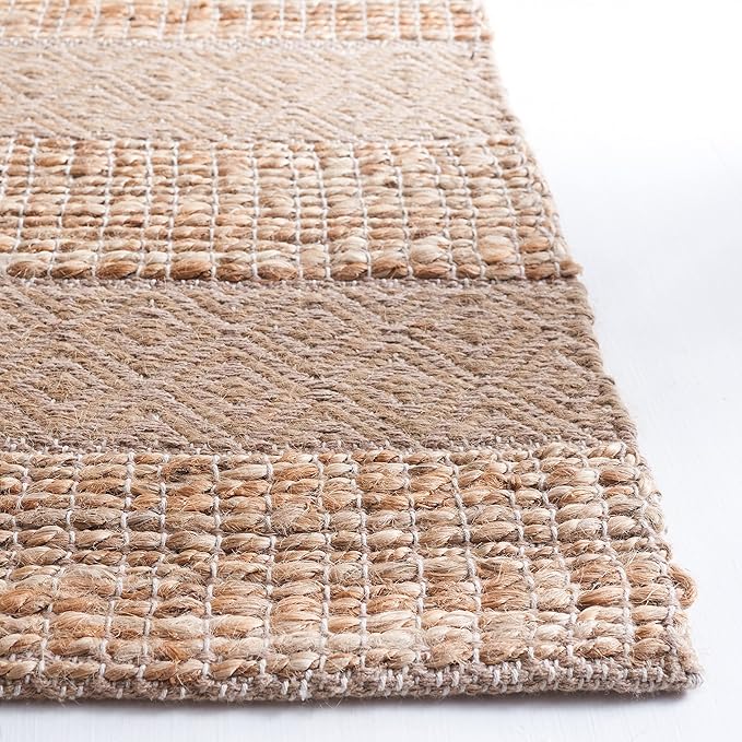 SAFAVIEH Natural Fiber Collection Area Rug - 10' x 14', Taupe & Natural, Handmade Boho Farmhouse Rustic Jute & Cotton Jute, Ideal for High Traffic Areas in Living Room, Bedroom (NFB653E)