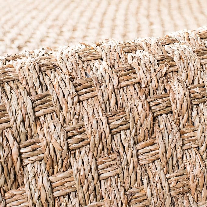 SAFAVIEH Natural Fiber Collection Runner Rug - 2'6" x 12', Natural & Dark Grey, Seagrass, Basketweave Pattern with Border (NF114Q)