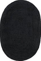 nuLOOM Oval 4x6 Rigo Jute Hand Woven Area Rug, Black, Solid Farmhouse Design, Natural Fiber, For Bedroom, Living Room, Dining Room, Hallway, Office, Kitchen, Entryway