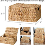 StorageWorks Water Hyacinth Baskets for Organizing, Wicker Storage Basket with Lid and Built-in Handles for Living Room (Medium, 1 Pack)