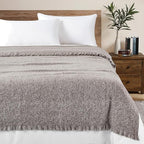 BOURINA Faux Cashmere Fringe Throw Blanket Decorative Lightweight Throw Soft Cozy for Bed or Sofa Outdoor Blanket, 50x70 Inches Brown
