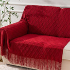 BATTILO HOME Christmas Decor Red Throw Blanket for Couch, Boho Bed Throws for Foot of Bed, Decorative Red Throws for Sofa Living Room, 50"x60"