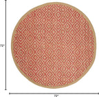 SAFAVIEH Natural Fiber Collection 6' Round Fuchsia NF266G Handmade Boho Diamond Tassel Jute Area Rug