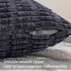 Pack of 2 Corduroy Decorative Throw Pillow Covers 20x20 InchSoft Striped Pillow Covers Modern Farmhouse Home Decor for Sofa Living Room Couch Bed（Dark Grey）