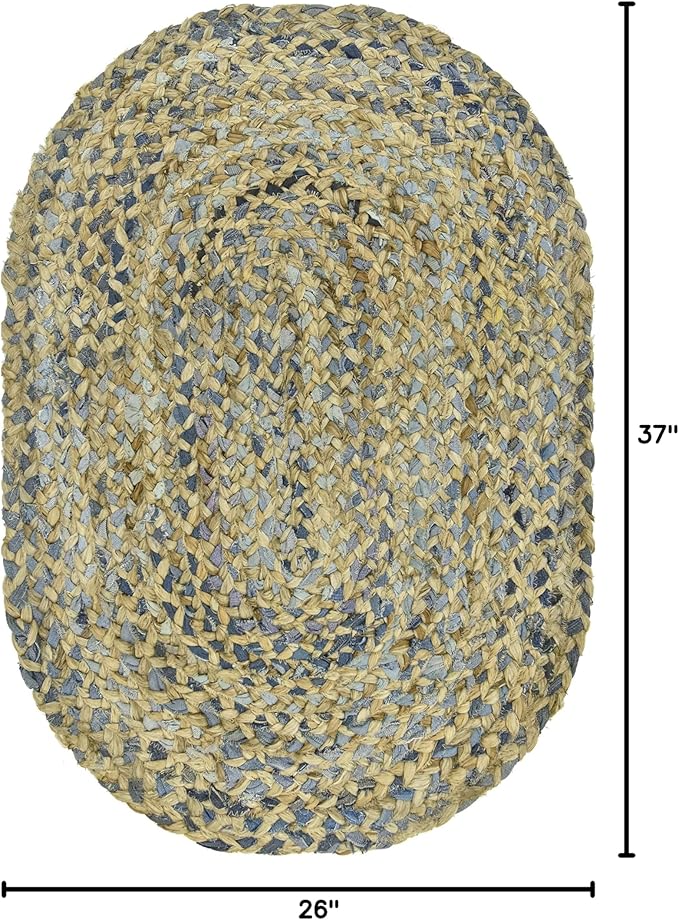 Unique Loom Braided Chindi Collection Casual Modern Blue Oval Rug (2' 0 x 3' 0)