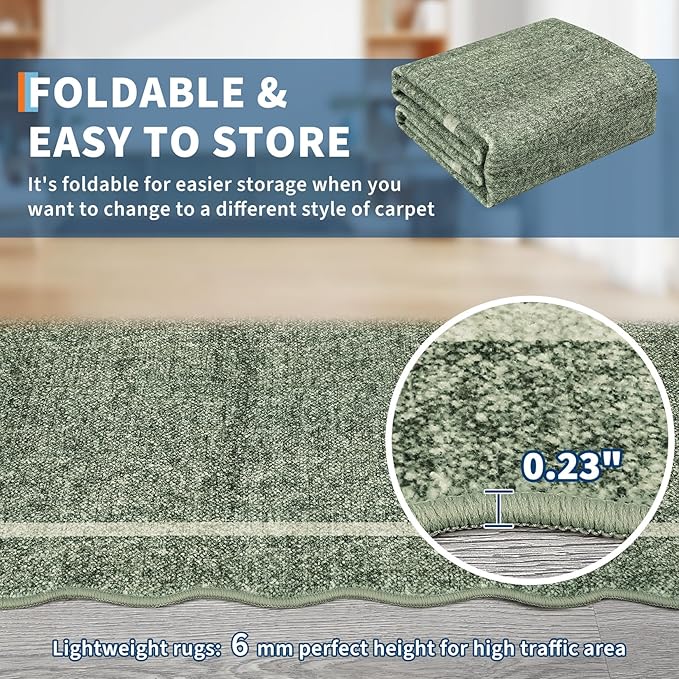 GarveeHome Scalloped Large Area Rug 10x13 Rug for Living Room Washable Rug Modern Non Slip Throw Rugs Bedroom Rugs Low Pile Stain Resistant Carpet for Dining Room Nursery Classroom 10'x13'