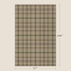 JTJ Easy Jute Green Plaid Rug 6x9 for Living Room, Washable Modern Farmhouse Area Rugs for Bedroom Aesthetic, Dining Room, Patio, Sage Tan Woven Tartan Design, Non Skid, Easy Clean Viral Jute No Shed
