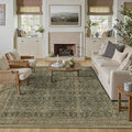 8x10 Area Rug for Living Room Green Brown Vintage Washable Bedroom Carpet Traditional Distressed Soft Non Slip Indoor Large Accent Rug Retro Thin Low Pile Floor Cover for Dining Room Playroom