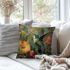 Vintage William Morris Green Hummingbird Pillow Cover 18x18 Double-Sided,Rustic Green Hummingbird Bird Animal Floral Botanical Print Decorative Throw Pillow Covers for Home Bedroom Living Room