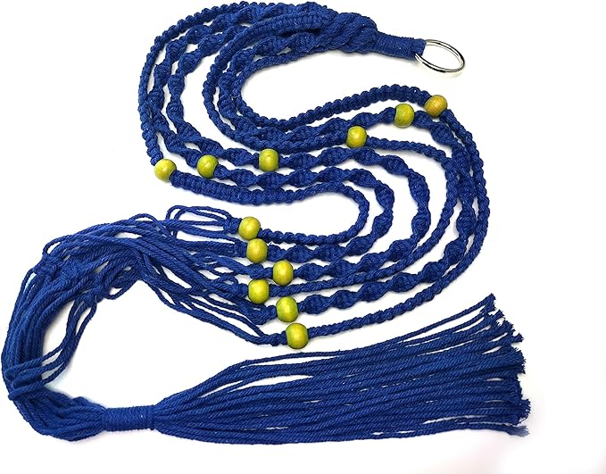 Plant Hanger Macrame Cotton 6 Legs 51 Inches in Tan and Green Color for Indoor Outdoor, Living Room, Kitchen, Deck, Patio, High and Low Ceiling with Size of 10-12 inches Without THE Pot (Navy Blue)