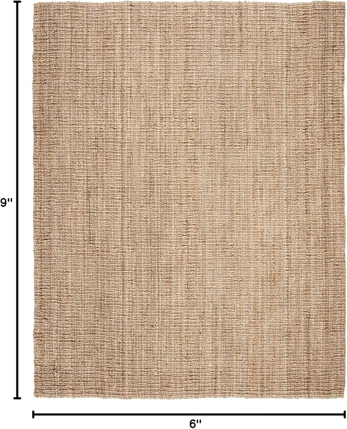 SAFAVIEH Area Rug 6x9 - Natural Fiber Collection - Natural Brown, Handmade Jute, Farmhouse Style, Chunky Textured Thick Pile (NF447A)