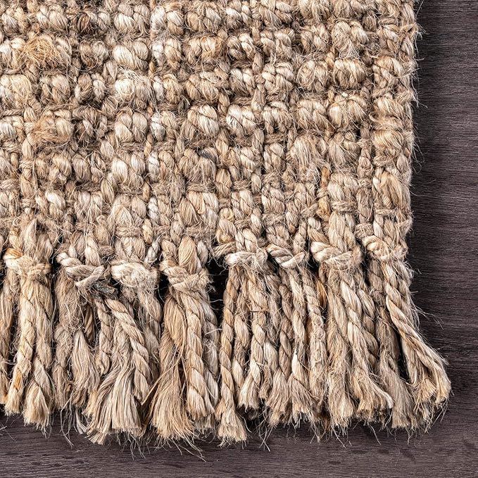 Nuloom Daniela Natural, 9'6" x 13'6", Handmade, Jute, Tassel, Soft and Textured, High Traffic, Stain Resistant, Easy Clean, Durable Area Rug for Bedroom, Living Room, Dining Space, Foyer, Entryway