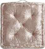 SAFAVIEH Home Collection Belia Champagne 18-inch Square Tufted Floor Pillow with Insert