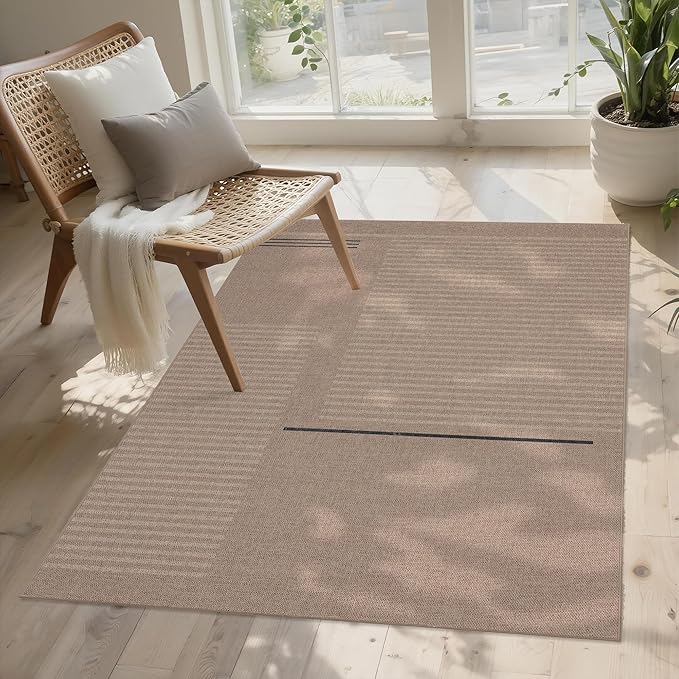 Easy Jute Rug 3x5: Indoor Outdoor Natural Boho Area Rugs for Living Room Patio Washable - Farmhouse Neutral Contemporary Carpet Mat for Entryway Bedroom Kitchen Backyard Sunroom Non Slip