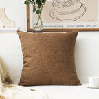 Home Brilliant Brown Throw Pillows Textured Burlap Decorative Throw Pillow Cover Lined Linen Cushion Case for Floor, 26x26 inches