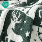 WRENSONGE Christmas Throw Blanket, Green Deer Pattern, Soft Cozy Fluffy Warm Throw Blankets for Couch, Sofa, Chair, Bed, Camping, Picnic, Travel Lightweight Bed Blanket - 50"*60"