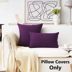 Home Brilliant Purple Pillow Covers Burlap Solid Linen European Throw Pillow for Bench Sofa Bed, 20x20(50x50cm)