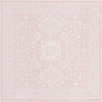 Rugs.com Outdoor Aztec Collection Rug – 8 Ft Square Pink Flatweave Rug Perfect for Living Rooms, Kitchens, Entryways