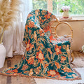 Boho Throw Blanket 60"x80" 100% Cotton Twin Bird Blanket, Breathable Lightweight Spring Decorative Reversible Blankets with Fringe for Couch Vintage Decor