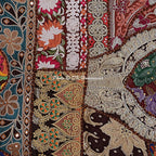 Round Ethnic Floor Cushions for Kids Dark Brown 32 Inch Patchwork Yoga Ottoman Stool Home Decor Embroidered Vintage Cotton Indian Floor Pillow Bed 32x32