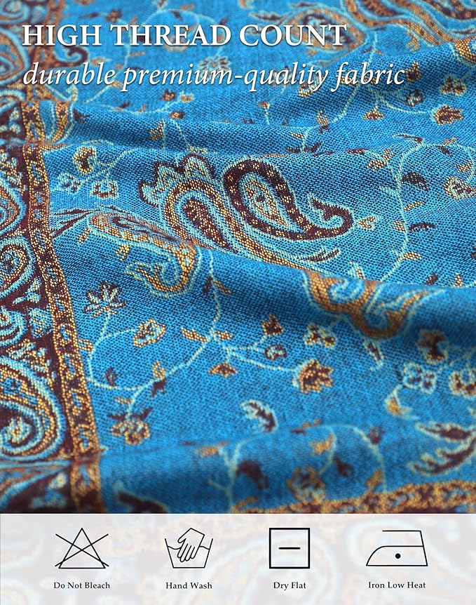 Achillea Reversible Paisley Pashmina Rave Scarf – Exotic Indian Shawls and Wraps for Evening Dresses, Festivals, All Seasons