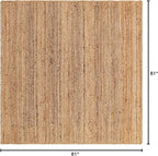 Unique Loom Braided Jute Collection Area Rug - Dhaka (5' 1" Square, Natural)