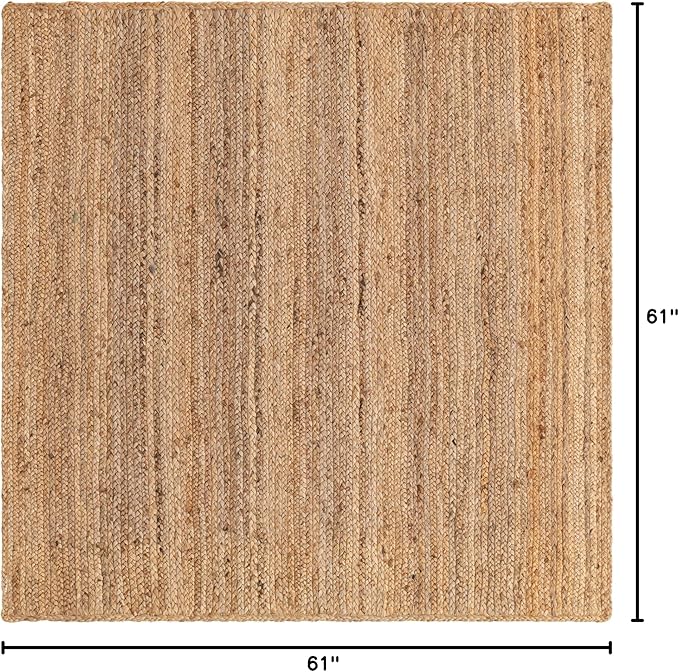 Unique Loom Braided Jute Collection Area Rug - Dhaka (5' 1" Square, Natural)