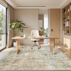 6x9 Abstract Area Rugs for Living Room 6 x 9 Washable Non Slip Low Pile Rugs for Bedroom Dining Room Foldable Thin Brown Grey