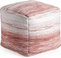Anji Mountain Pouf Ottoman Foot Rest, Handmade Ottoman Pouf, Comfortable Foot Stool, Decorative Floor Seating for Living Room Decor, Bedroom & Home Décor Accent - Saffron Stripe